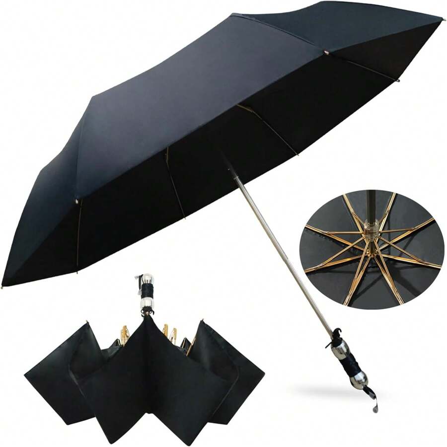 FWTBOOM Windproof Travel Compact Umbrellas For Rain-Compact Folding Umbrella, Travel Umbrella Compact, Small Portable Windproof And Hands-Free Type Umbrellas For Men Women Kid Teenage