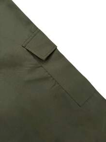 男士纯色抽绳口袋户外工装裤，直筒纯色工装裤，适合送给丈夫或男友，四季皆宜，休闲日常穿着 - 軍綠色 - 查看 4