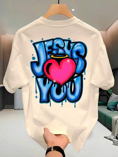Camiseta Streetwear Unissex 100% Algodão Masculina e Feminina Estampada Jesus Love You Camisa Premium