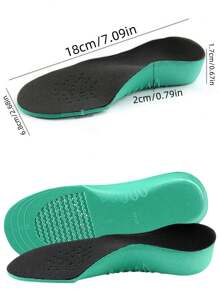 1 双 EVA 绿色儿童足弓鞋垫，学习走路，心脏支撑鞋垫，男女通用高弹性鞋垫