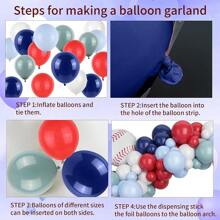 129 件棒球气球拱门装饰套装，海军蓝和红色气球配白色气球棒，棒球铝箔装饰适用于生日派对、单身派对、体育主题、毕业典礼 - 彩色 - 查看 6