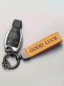 1pc Customized Engraved Name Letter PU Leather Fur Keychain, Fashion Casual Style, Father's Day Gift Suitable For Fathers, Elders, Partners, Teachers, Classmates, Friends, Can Be Used As Promotional, Business, Or Advertising Gift