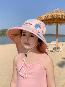Sombrero con protector solar para niños, nuevo sombrero de ala ancha para primavera/verano, anti-UV para la playa, para niños y niñas de 3 a 8 años, diseño aleatorio