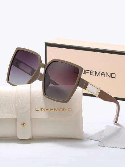 LINFEMAND Okulary LINFEMAND Fashion Extra Large Square Decorative, do noszenia na co dzień, do jazdy samochodem, w podróży, na imprezę, na festiwal, na wakacje na plaży latem, na zewnątrz, w podróży