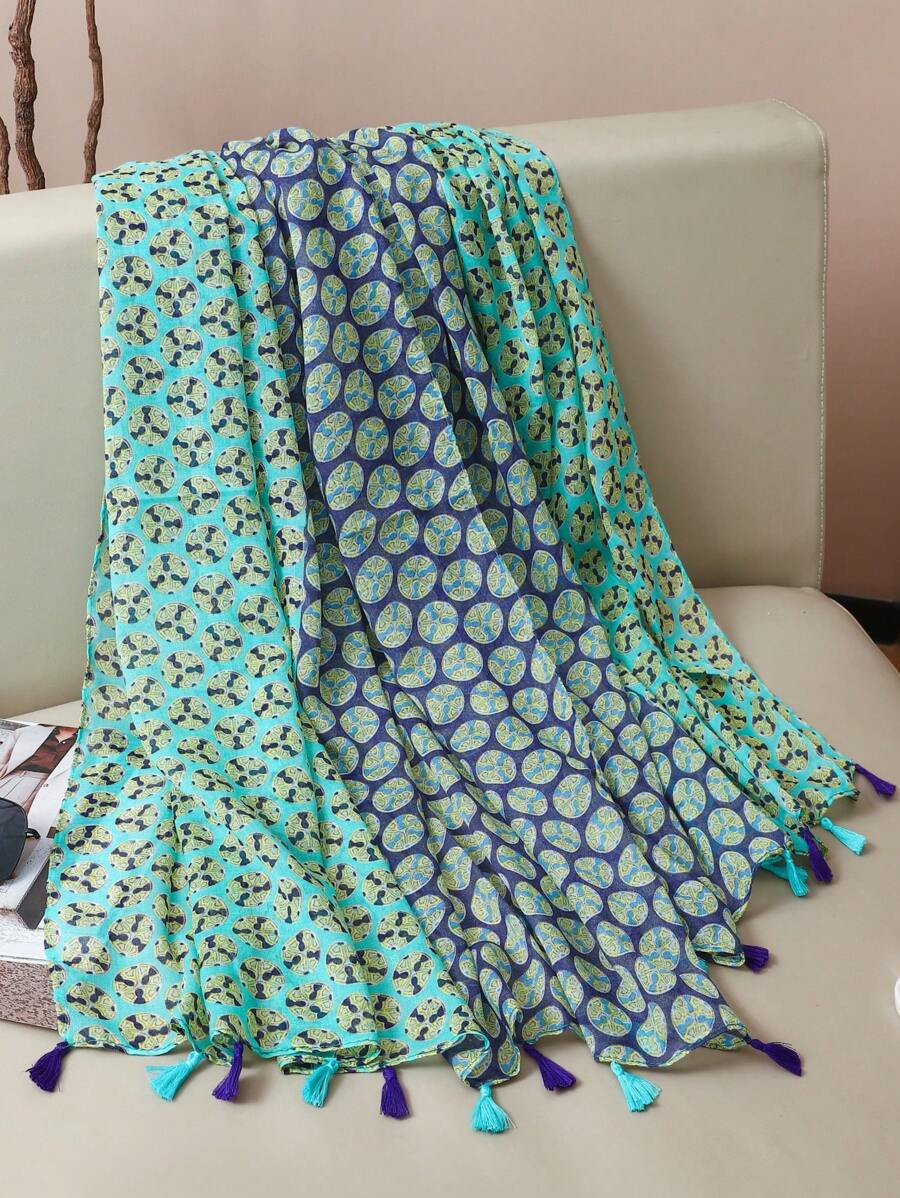 1 pezzo Accessorio da spiaggia, sciarpa morbida ed elegante da donna con stampa colorata, scialle lungo versatile, coprispalle da spiaggia, fascia di moda, adatto per tutte le stagioni e per vestiti