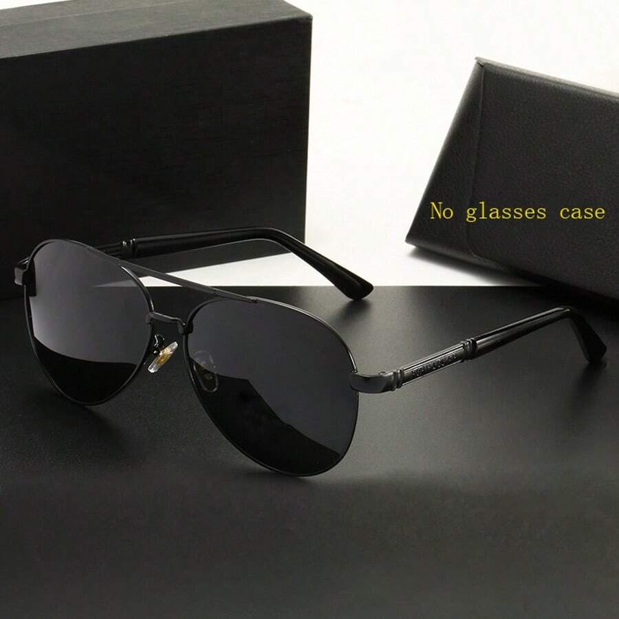 一副全新奢华男士偏光时尚眼镜，品牌设计师复古黑色眼镜，时尚百搭，适合夏季海滩、户外活动和旅行 - 8738黑黑 - 查看 1