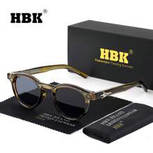 HBK Lunettes rétro rondes HBK avec branche en métal. Monture mode cool pour hommes. Idéal pour les activités de plein air, les fêtes, les voyages, la conduite, les vacances à la plage et l'utilisation casual. Décoration photo, cadeau parfait pour les vacances à la plage, les activités de plein air et les voyages, livré en emballage complet.