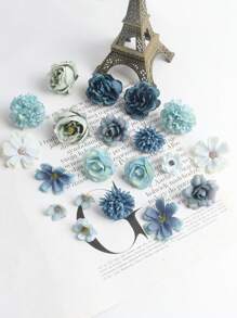 20pcs Fake Flower Head Set Plus Box Artificial Rose Daisy Flower Head For DIY Garland Flower Bouquet Wedding Crafts Bridal Party Shower Home Decoration Wedding Car Shoes Hat