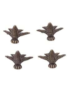 4 件装角支架家具古董复古青铜角包裹虎脚珠宝盒木盒装饰保护脚腿