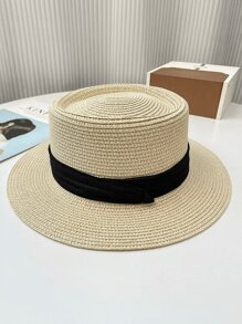 1 件女士宽边太阳帽，黑色带时尚草帽，不对称形状沙滩帽 - 帽子 - 查看 9