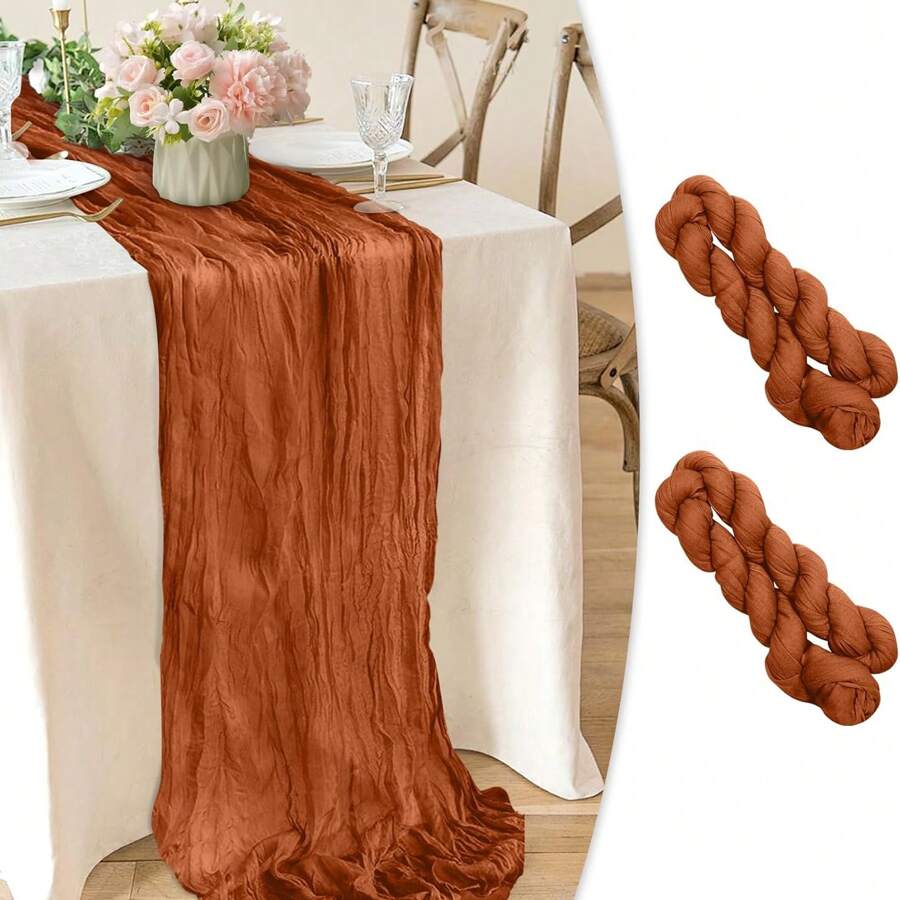 2pcs Cheese Print Tablecloths, 10ft Boho Fabric Table Runner For Weddings, Birthdays, Holidays, Home Decor