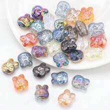 30 piezas/Paquete Cuentas con cabeza de conejo de vidrio enchapado de 10*12mm con agujero, material de manualidades para pendientes/collares/encantos/llaveros/cadenas de teléfono