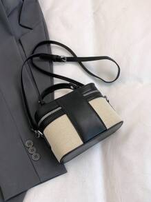 Mini Solid Color Riveted Punk Style Asymmetric Shoulder Boxy Bag