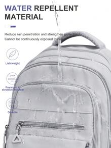 This 15-17 Inch Laptop Backpack Is Unisex, With Multiple Zipper Pockets, Lightweight And Durable, Suitable For School, Business Travel, Water-Resistant Design, Fits 15.6 Inch Laptop - Grey - View 7