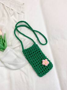 1 件可爱休闲清新镂空纯色钩针迷你手机包,轻便可折叠,饰有小花,女士度假斜挎包,适合度假、日常通勤、休闲购物和时尚服饰搭配,与钩针套装完美搭配,度假必备,可爱风。 - 彩色 - 查看 20