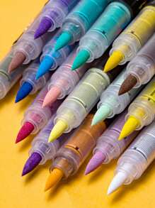 GuangNa 24 لون/24 قطعة قلم تحديد أكريليك أنيق بتصميم فوهة ناعمة شخصية، قلم حبر ملون للخط الجميل والرسم والتلوين، قلم مائي أساسي - لوازم مدرسية - متعدد الألوان - مشاهدة 7