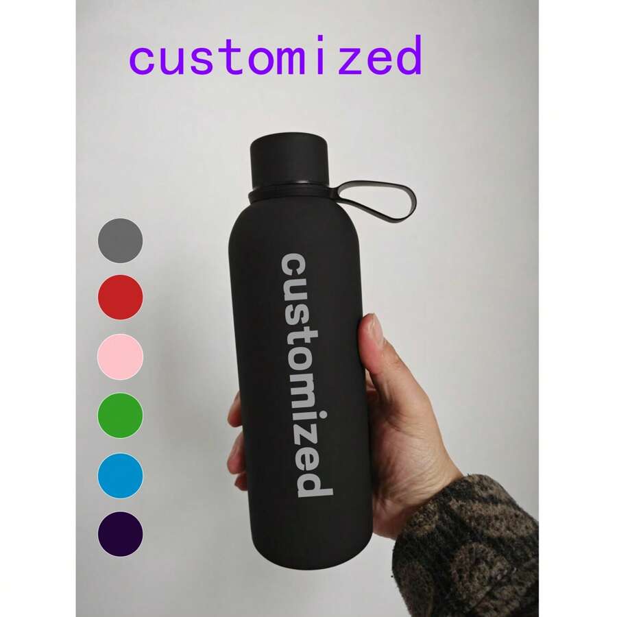 1pc 500ml/17oz Customizable Stainless Steel Sports Water Bottle With Strap, Portable Rubber Paint Premium Gift, Suitable For Birthday, Holiday, Back To School Gifts,Multi-Functional, Anti-Mold,Ornamental,Reusable,Stainless,Engraved,Easy To Clean,Exquisite,Stylish,High-Quality,Adorable,Modern,Custom,Unique,Personalized,Ideal Gifts For Him,Ideal Gifts For Her,Her,Boyfriend,Girlfriend,Dad,Mom,Family,Friends,Son,Daughter,Kids,Kitchen,Dining Room,Bedroom,Office,Living Room,Home,Garden,Tea Room,For Anniversaries,For Birthdays,For Housewarming,For Graduation - Multicolor - View 1