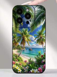 Étui de protection pour téléphone compatible avec 16/15 XR/7/8, 15 Pro Max/12 Pro Max/13 Pro Max/14 Pro Max, 13, 14, 11, 12, P14, P11 Soft Case, P12 Antichoc XS, XR/78P, 78GES2, Série Redmi S24, A03s, A03 Core, A04, A12, A13, A14, A21s, A22, A23, A24, A32, A33, A34, A5, A51, A52, A53, A54, A71, A72, A73, S20 Fe, S21, S22, Série Redmi, Redmi 9, Redmi 9a Étui étanche aux chocs et résistant aux rayures avec motif d'arbre de noix de coco sur la plage