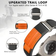 Trail Loop 尼龙表带兼容 表带 49 毫米 46 毫米 45 毫米 44 毫米 42 毫米 41 毫米 40 毫米 38 毫米 男女款，坚固编织弹性编织运动表带兼容 Ultra 系列 10/9/8/7/6/SE/5/4/3/2/1/SE - 黑/灰 - 查看 2