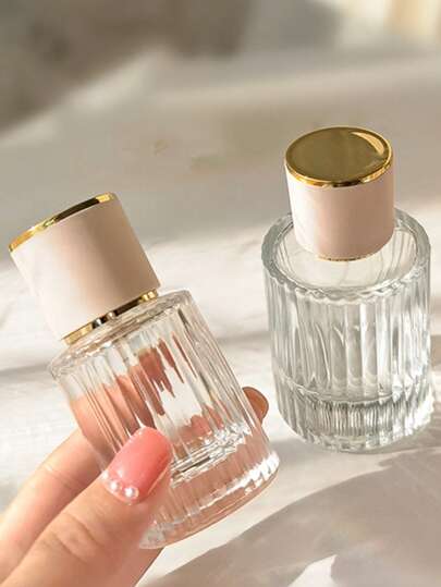 1pc100ml/50ml/30ml Large Capacity Convenient Perfume Spray Bottle High-End Cosmetics Subpackage Bottle Vertical Stripe Screw Mouth Perfume Empty Bottle