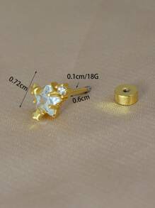 1Pc Stainless Steel Crystal CZ Star Studs Earrings For Women Men Helix Tragus Cartilage Rook Flat Lobe Conch Anti Tragus Piercings Jewelry