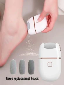 1 pieza Removedor eléctrico recargable de callosidades de pies con 3 cabezales de repuesto, herramienta de raspado para pedicura con lima de pies de 2 velocidades, adecuado para hombres y mujeres, masajeador de pies