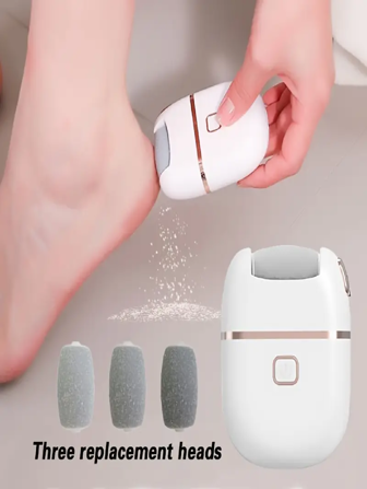 1 pièce Râpe à pied électrique rechargeable avec 3 têtes de rechange, outil de pédicure avec lime à pied à 2 vitesses, convient pour le masseur de pieds hommes et femmes