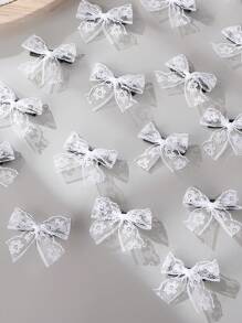 15pcs/Set Girl's White Lace Flower, Bow, Butterfly Hair Clips, Fashion Cute Aesthetic Hair Accessories, Y2K Style