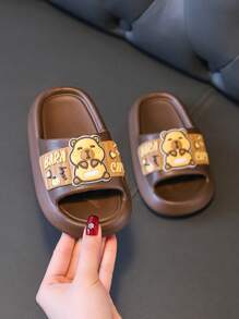 儿童夏季新款可爱卡通水豚拖鞋室内外休闲舒适防滑软底居家拖鞋 - 咖啡棕 - 查看 2