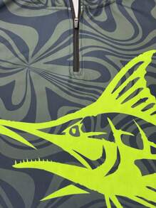 TIANLENGLE Fishing T-Shirt, Boyfriend Style Men's Casual Street Style Tee Shirt For Summer - Dark Green - View 6