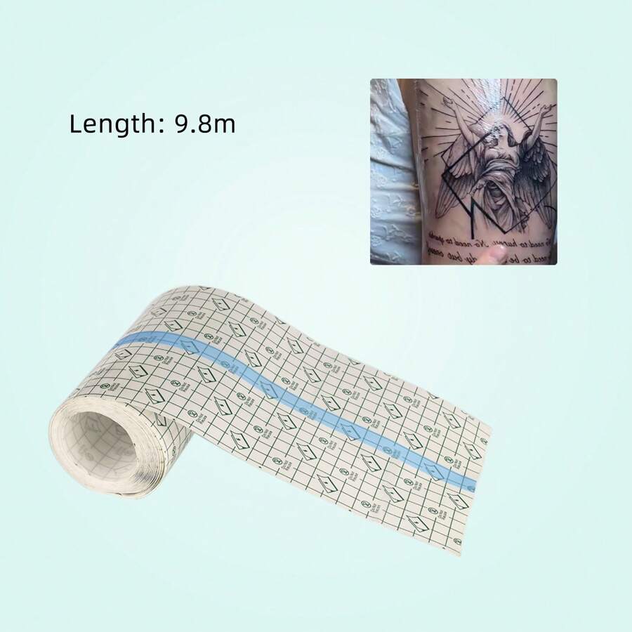 9.8米 x 15厘米 防水纹身护理保护膜，透明皮肤纹身愈合修复膜，1卷 - 白色 - 查看 1