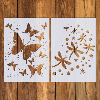 2pcs Reusable A4 Size Dragonfly & Butterfly Sewing Template, For Fabric, Wall, DIY Crafts