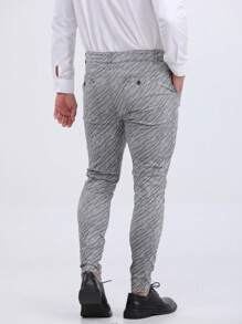 ALLELMS Men Chinos Pants Slim Fit Stretch Dress Pants Pleated Formal Pattern Pants