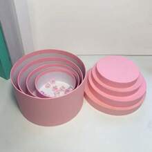 4pcs/Set Solid Color Round Gift Box Set, Stackable Design, Suitable For Various Occasions Like Valentine's Day, Birthday, Wedding, Party, Daily Use - Pink - View 8