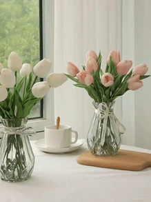 1 Wazon szklany, prosty przezroczysty wazon, używany do kompozycji kwiatowych, dekoracji domu, wazonu, dekoracji stołu jadalnego