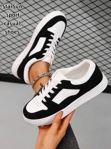 Damen Leder-Plissee atmungsaktiv Lederoberfläche multifunktionale Mode-Lässig-Schuhe, flache rutschfeste Schnürschuhe mit runder Zehenpartie und Gummisohle, Lässig-Sneaker im Patchwork-Farbdesign im Retro-Stil für den täglichen Gebrauch, Plateau-Lässig-Schuhe