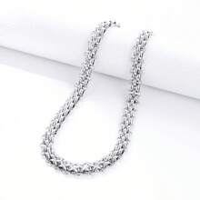 ZG YING ZHOU ZGYZ 1pc Fashionable European & American Unisex Titanium Steel Handmade Chain Necklace, Rock Style Celebrity Same Paragraph, Exaggerated Triple-Strand Weaving, Casual Club - Silver - View 9