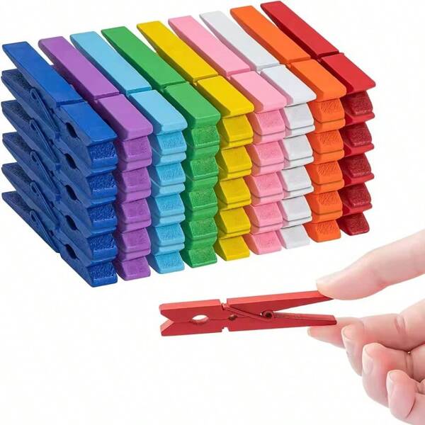 10/40/80 Pieces Of Colorful Clothespins, Colorful Clothespins, Wooden Clips, Rainbow Colored Decorative Crafts, Nails, Photos, Pictures, Decorative Clips, Clothes Hanging Near Needles, Very Suitable For Teenagers To Shower, Gender Reveal, Party Preferences And Storage Essentials, Multi-Purpose Clothespins And Photos For Families And Dormitories