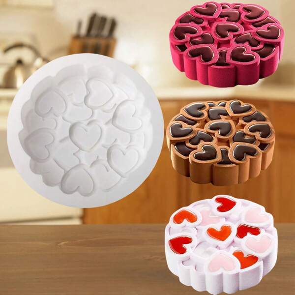 1 peça Forma de Bolo de Silicone em Forma de Coração Branco de 6 Polegadas, Forma de Silicone, Forma de Assar Criativa em Forma de Coração de Fácil Desmolde