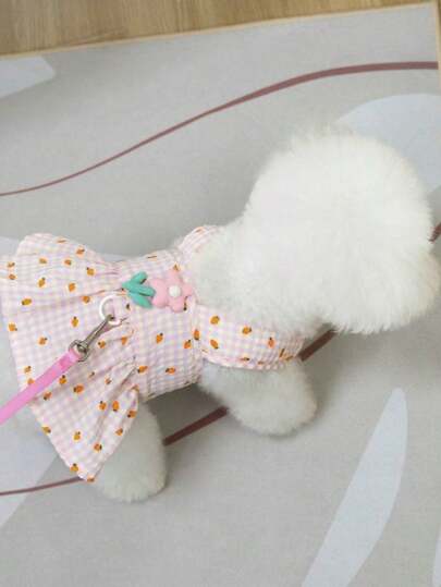 适合狗狗和猫咪的甜美花朵公主裙，适合贵宾犬的轻便夏季宠物服装