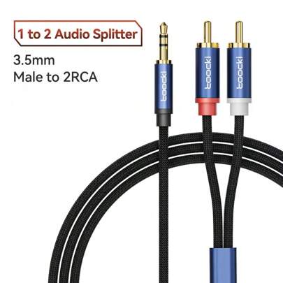 Toocki Jack 3.5 To 2 RCA Aux Cable 3.5mm Jack To 2RCA Male Splitter Audio Wire For TV PC Amplifier Home Theater DVD Speaker Cord