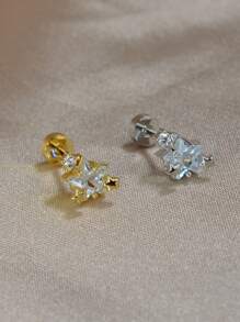 1Pc Stainless Steel Crystal CZ Star Studs Earrings For Women Men Helix Tragus Cartilage Rook Flat Lobe Conch Anti Tragus Piercings Jewelry