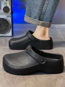 Plus Size Women's Solid Perforated Slip-On Shoes, Waterproof Anti-Dirt Comfortable Non-Slip Flat Casual Work Shoes, Suitable For Outdoor Activities. Women's New Solid Color All Season Clogs, Summer Fashion Outdoor Beach Garden Sandals, Breathable EVA Material, Non-Slip Comfortable Flat Round Toe, Suitable For Outdoor Beach Anti-Slip Shoes For All Seasons