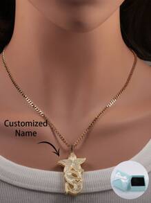 定制个性化字母项链，双层吊饰项链，母亲节，情人节，生日，周年纪念，毕业典礼，圣诞节礼物，送给朋友，家人的优质礼物 - 款式1 - 查看 2