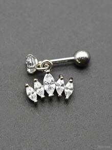 1 Piece Thin Pin Dangle Tassel Earrings With Crystal Zirconia Crown Helix Cartilage Piercing Ear Studs Body Jewelry For Women Girls Party Screwed Ball End