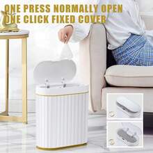 Cubo de Basura - Cubo de Basura Inteligente Delgado de 7 l, Cubo de Basura Inteligente Impermeable,Cubo De Basura Inteligente con Tapa,Cubo de Basura con Sensor De Movimiento para Dormitorio, Baño - 1 - Ver 6