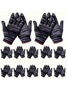 12/48pcs Tear-Resistant Work Gloves, Hand Washable, Lead Non-Alcoholic Materials, Suitable For Construction, Gardening, Home Improvement And Automobile Repair