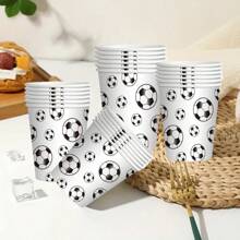 10/20 Pcs 9oz Disposable Football Themed Paper Cups Set, Suitable For Football Parties, Sports-Themed Table Decorations, Birthdays, And Picnics - Multicolor - View 2