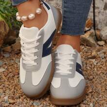 Pantofi casual pentru femei mărime mare, 2025 noi adidași retro cu patchwork, pantofi de antrenament în aer liber versatili la modă pentru femei - Gri - Vizualizare 5