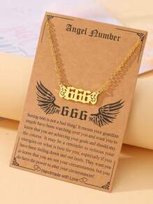 Goodwaro 1 件不锈钢天使数字 111 至 999 女士祝福项链，18K 镀金创意天使翅膀吊坠锁骨链，适合作为节日礼物